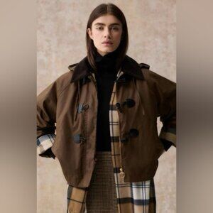 NWT Size 1X - Barbour Myra Waxed Cotton Duffle Coat removable Hoodie (NWT $661)